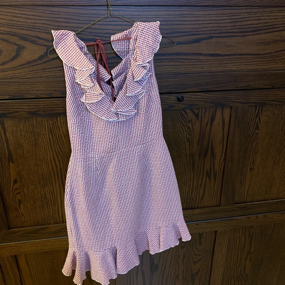 Pink gingham mini dress